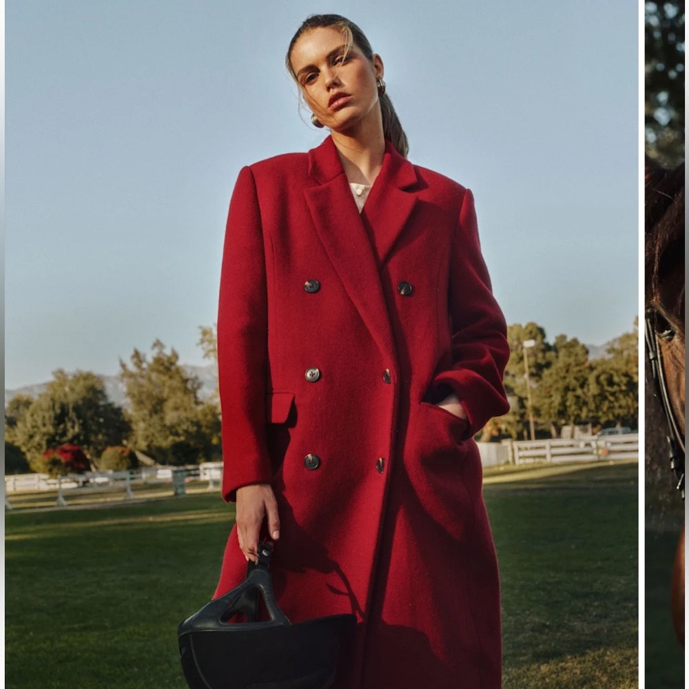 Reformation Lucas Coat Red - Size XS